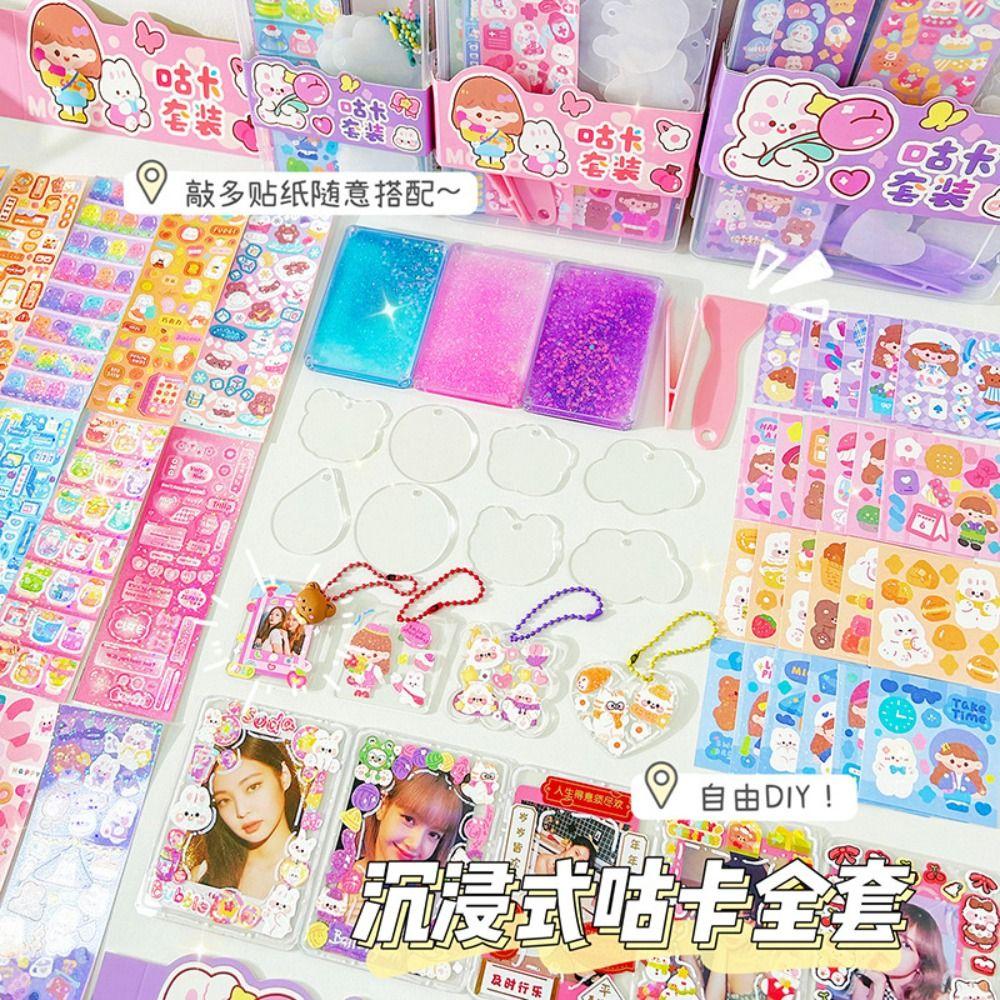 Set Scrapbooking Guka Sticker Set DIY Keychain Making Kit DIY Handbook Material Sticker DIY Keyring
