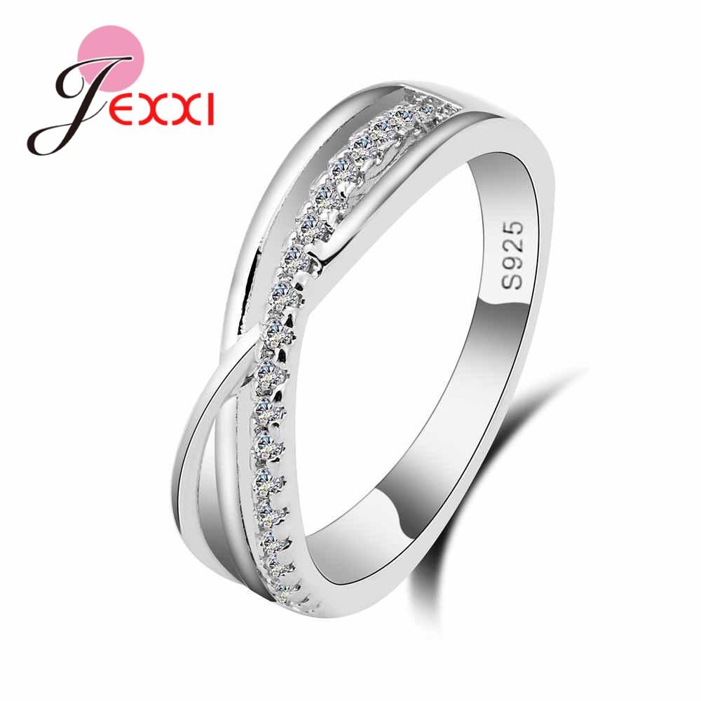 New Wide Cubic Zircon 925 Sterling Silver Ring Fashion Female Jewelry Infinity Women Wedding Rings For Party