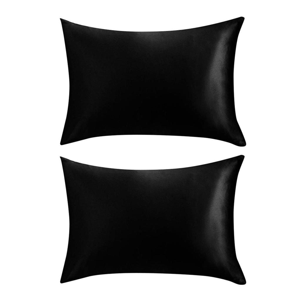 Set Of 2 Solid Silk Pillowcases Cushion Cover Pillowcases Standard Size