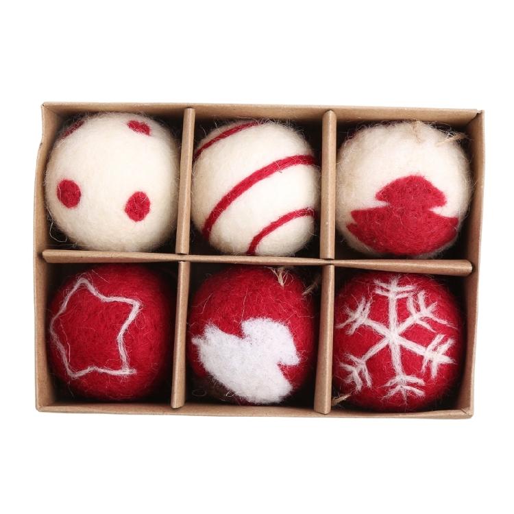 6pcs Felt Christmas Ball Pendant Star Tree Front Door Window Wall Decoration