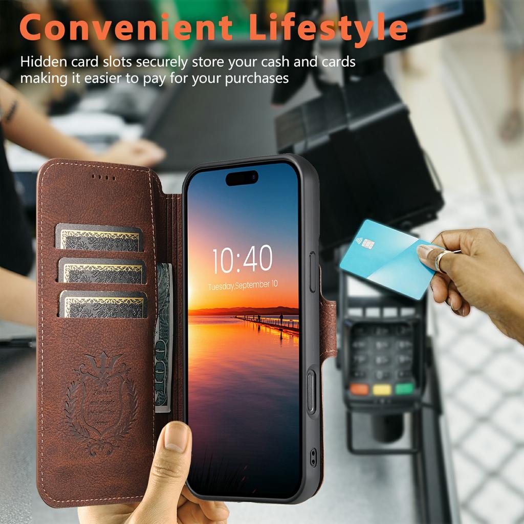 SUTENI Q-05 For iPhone 17 Case Detachable Wallet Stand Litchi Texture Leather Flip Phone Cover