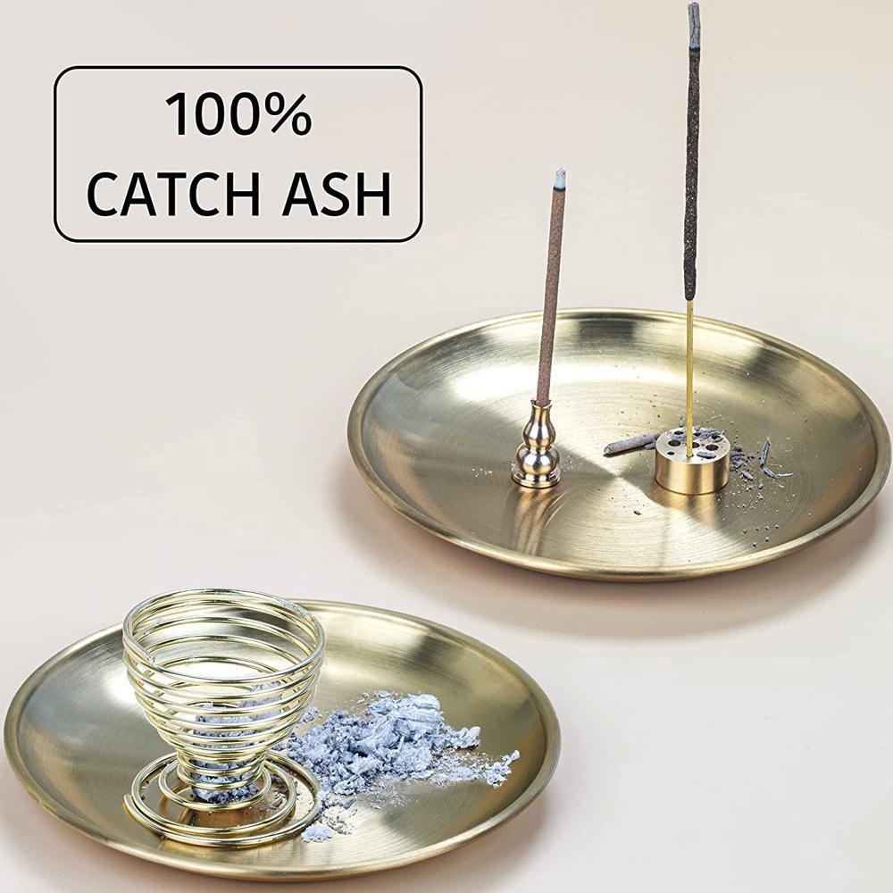 5 In 1 Incense Burner Palo Santo Holder Sage Holder Incense Holder for Incense Sticks/Coil Incense/Incense Cones and Brass Ash Catcher