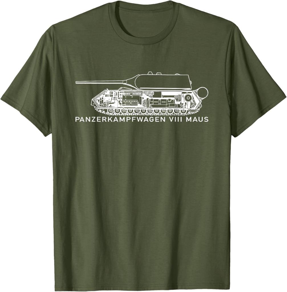 Футболка с танком Panzer VIII Maus 100% Хлопок Круглый вырез Короткий рукав Летняя Повседневная Мужская Футболка Уличная одежда