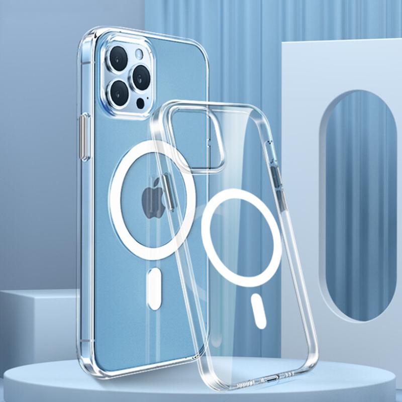 Магнитный прозрачный чехол для iPhone 17 16 15 14 13 11 12 Pro Max Plus Прозрачный чехол Крышка для беспроводной зарядки Совместимый с Magsafe