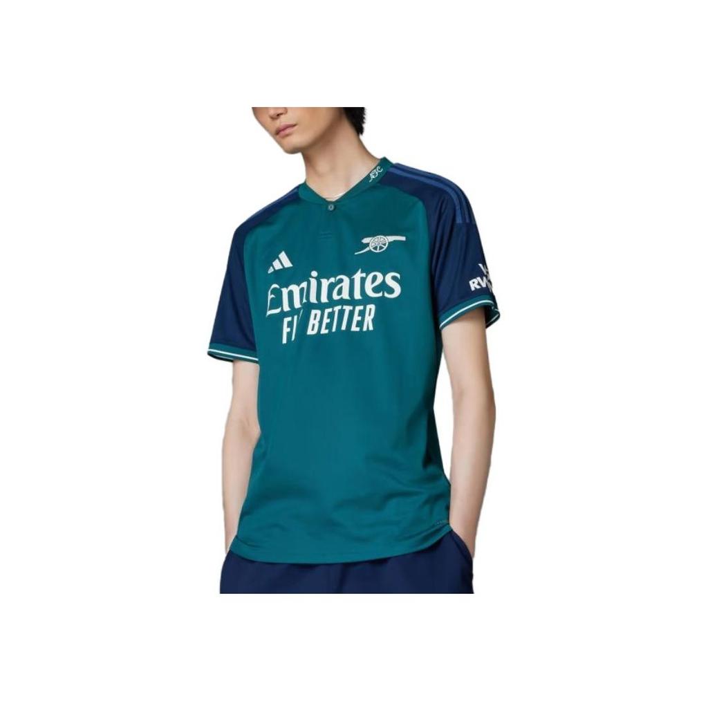 Adidas Мужские футбольные майки с круглым вырезом и буквенным принтом, темно-синие HR6935