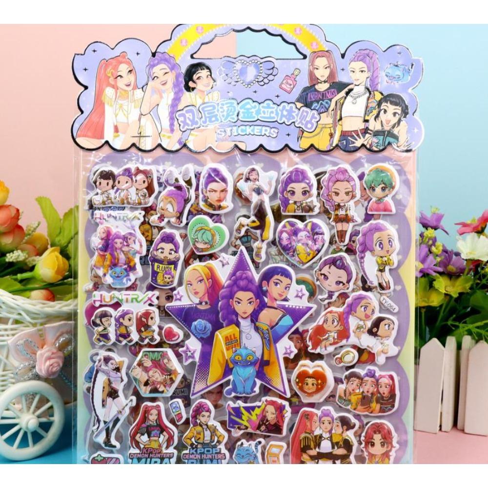 New Children's 3D Cartoon Stickers Rumi Mira Demon Hunter Creative DIY Double Layer Children's Decorative Toys Gifts