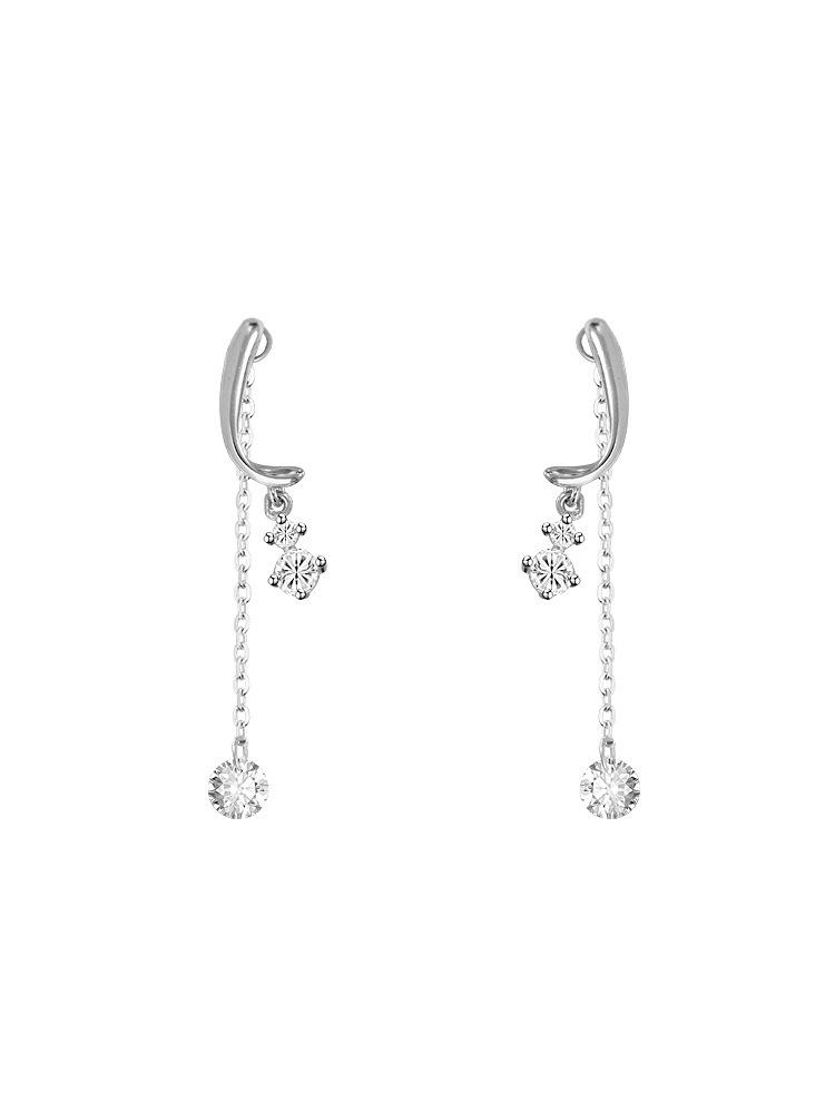Elegant 925 Sterling Silver Water Drop Tassel Earrings - Fashionable Korean-Inspired Studs for Women