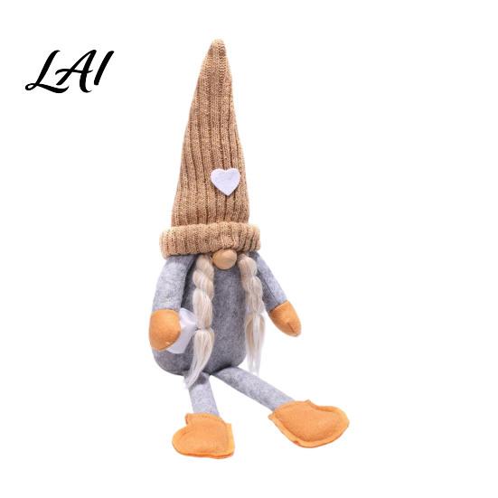 Soft Waxy Fabric Holiday Dolls Christmas Gnome Plush Decoration with Long Legs Faceless Handmade Nordic Style Ornaments Doll Figurines Sitting