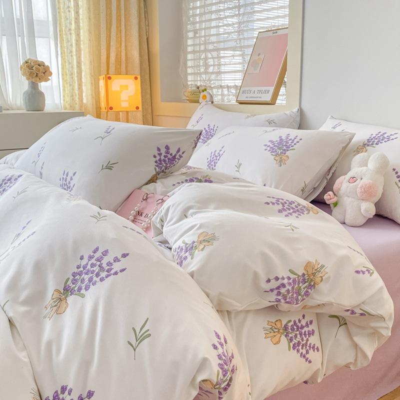 Маленький комплект из четырех предметов из свежевыстиранного хлопка, постельное белье, пододеяльник, комплект из трех предметов для односпальной кровати в общежитии