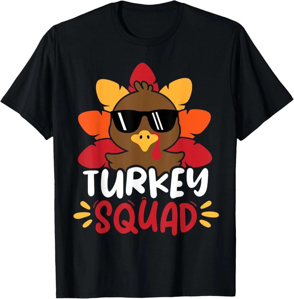 Turkey Trot Squad Little Boys Funny Thanksgiving Toddler T-Shirt Mens Womens Tees Top S-3XL Q2345