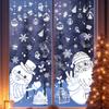 Snowflake And Christmas Santa Static Decal With Snowman For Window Decoration
