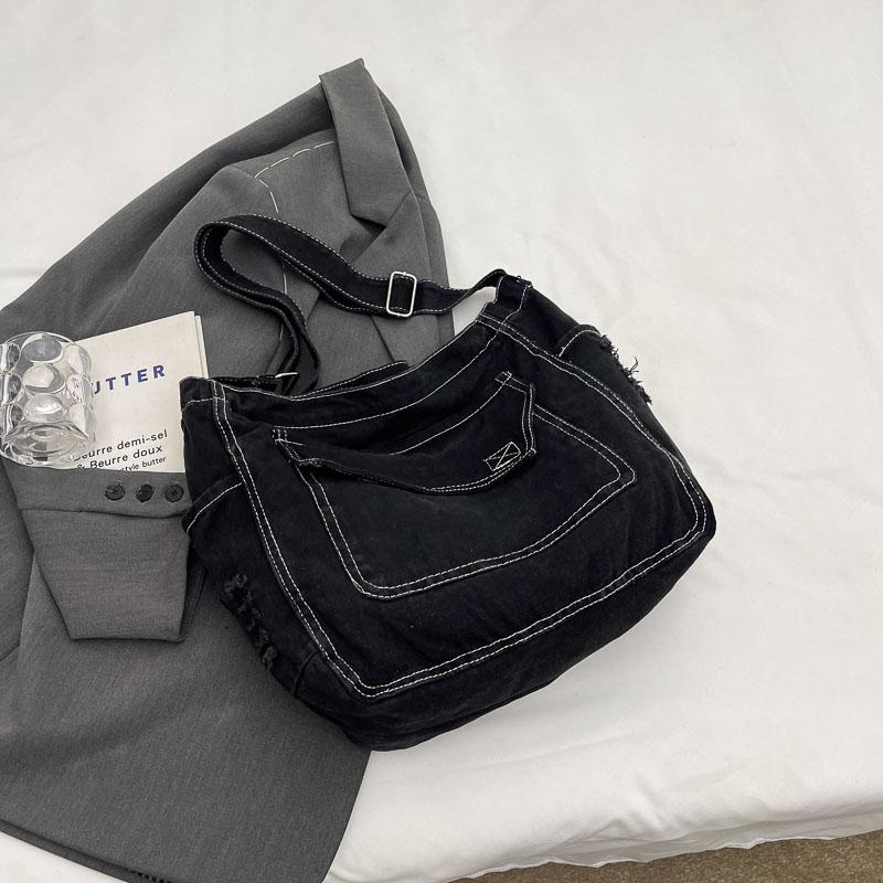 Джинсовая сумка Женская сумка через плечо большой вместимости Студенческая сумка через плечо