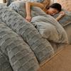 Solid Color Milk Velvet Thickened Duvet Cover, Winter Comfortable Gray 3D Plaid Comforter Cover, Home Single Double Quilt Covers