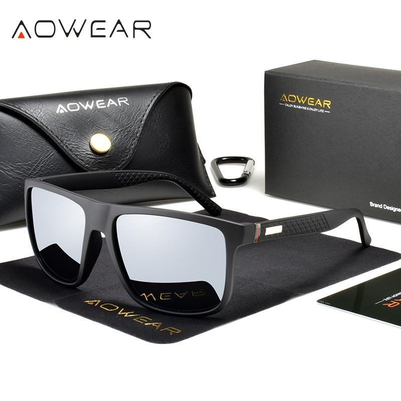 Бренд AOWEAR Дизайнерские Квадратные Солнцезащитные Очки для Женщин Мужчин Винтажные Зеркальные Поляризационные Очки Унисекс Легкие HD UV400 Солнцезащитные Очки