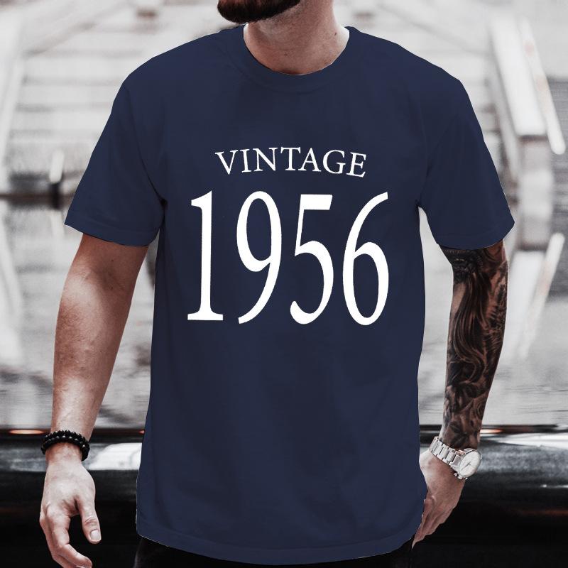 Unisexs Crew Neck T Shirt Vintage 1956 Born Year Graphic Tee Classic Birthday Retro Casual Short Sleeve Tops For Gift Wear