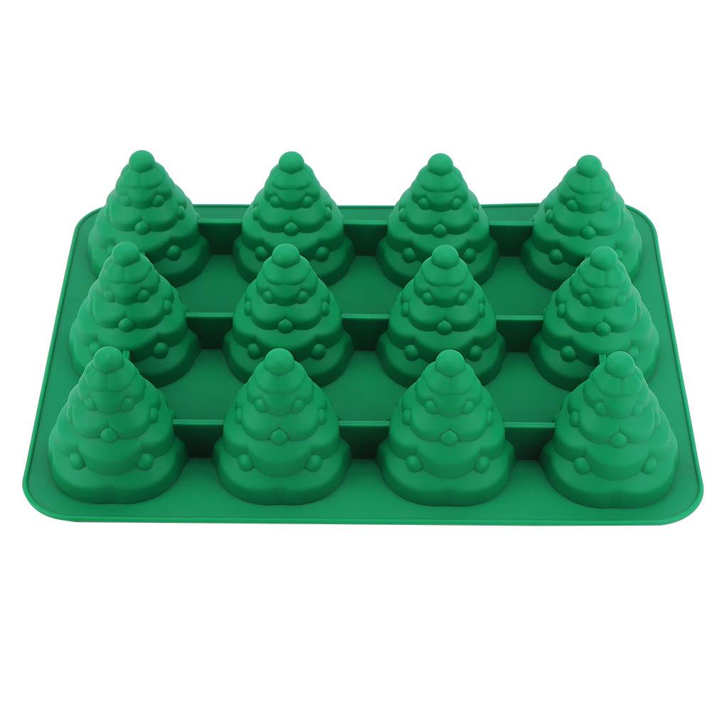 12 Hole Christmas Tree Silicone Mold Cake Mould for Mousse Chocolate Muffin Baking Tool