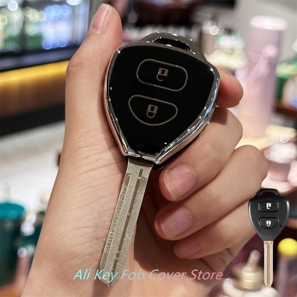 Key Fob Cover with Keyring Car Keychain for Toyota Corolla VIOS Camry Yaris RAV4 HiLux Cruiser Fortuner For 2 Buttons Car Remote