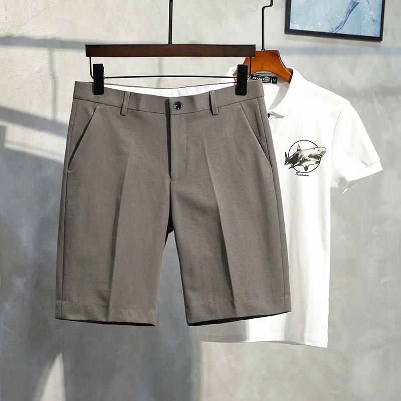Mens Slim Fit Straight Cut Chino Shorts Casual Pants With Wrinkle Resistance