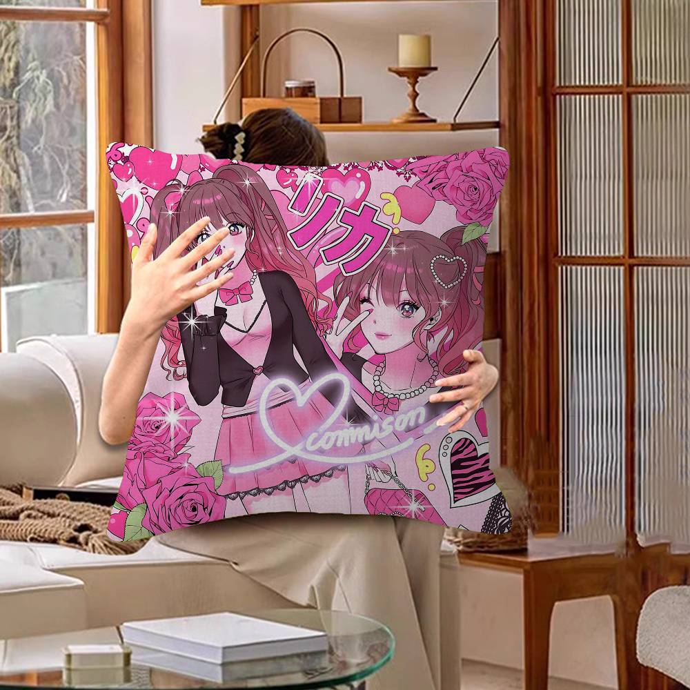 Гяру Субкультура Девушки АНИМЕ Ретро Декоративная Эстетика Комнаты Наволочка Домашний Декор Спальня Диван Кровать Подушка Чехол 45x45