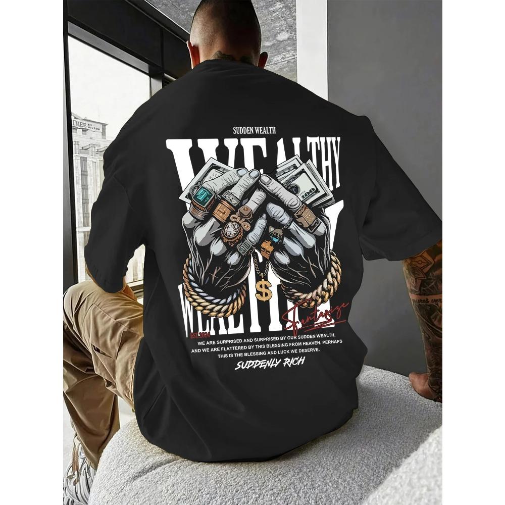 Мужская повседневная футболка с графическим принтом и уникальным дизайном украшений для рук — мягкая смесь, эластичный крой, идеально подходит для летних выходов