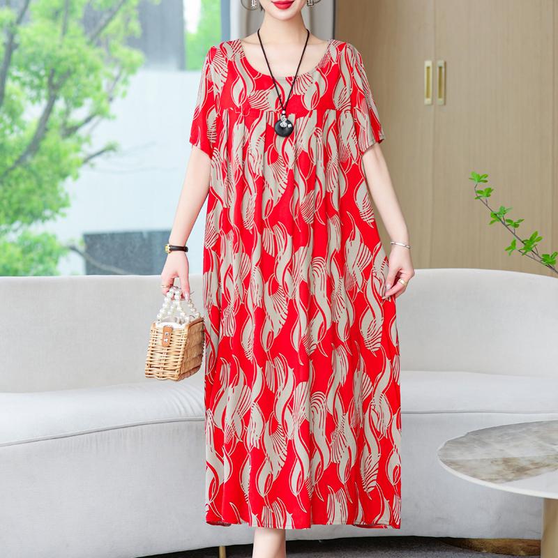 Женские свободные платья, элегантное повседневное летнее платье больших размеров с коротким рукавом, длинное платье больших размеров, женская винтажная одежда