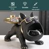 Modern Style French Bulldog Indoor Statue, Decorative Stand For Small Items, Candy Bowl, Dog With Tray