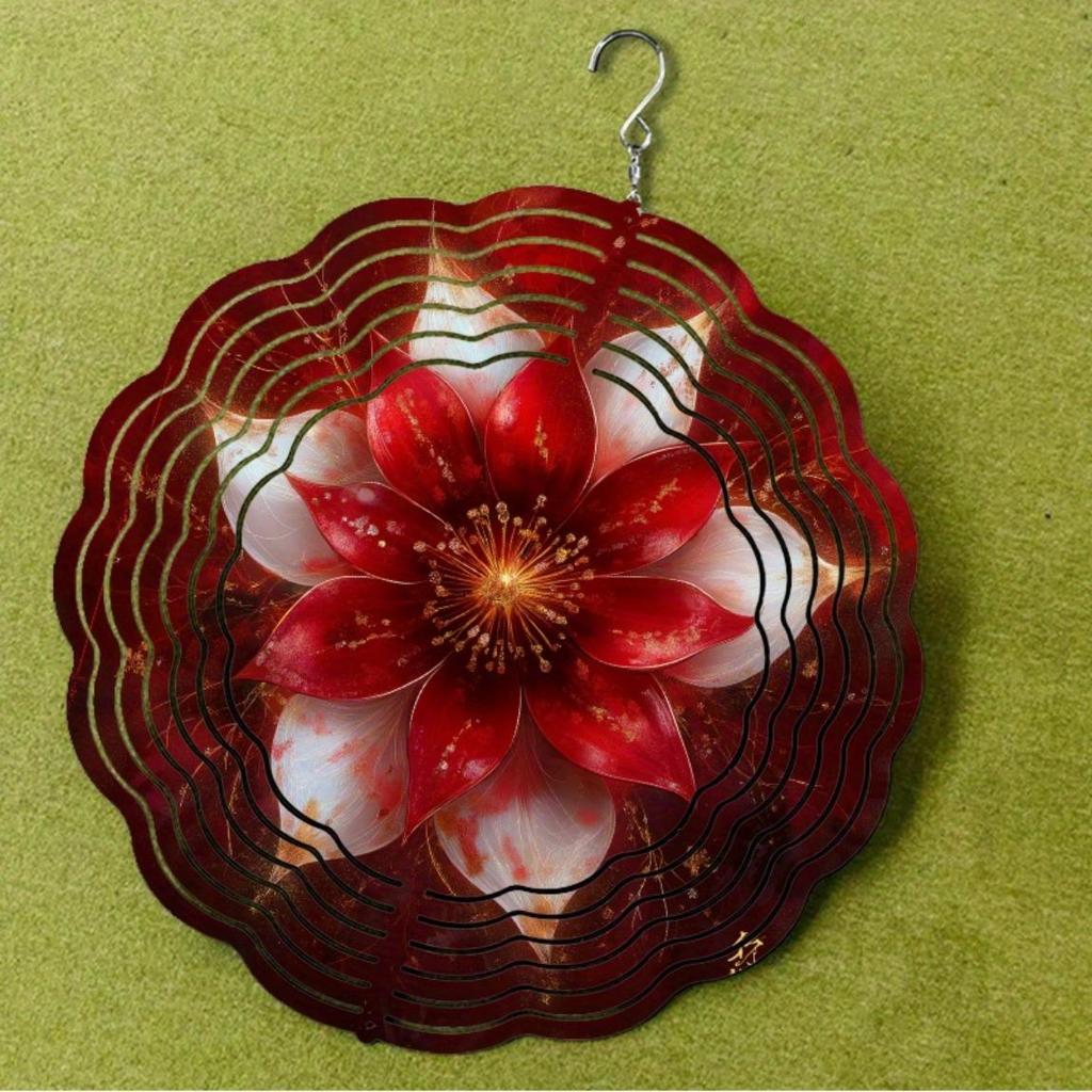 10 Inch Bohemian Wind Chime with 360 Degree Rotating Hook Vibrant Floral Design for Spring Summer Balcony Garden Yard Decoration