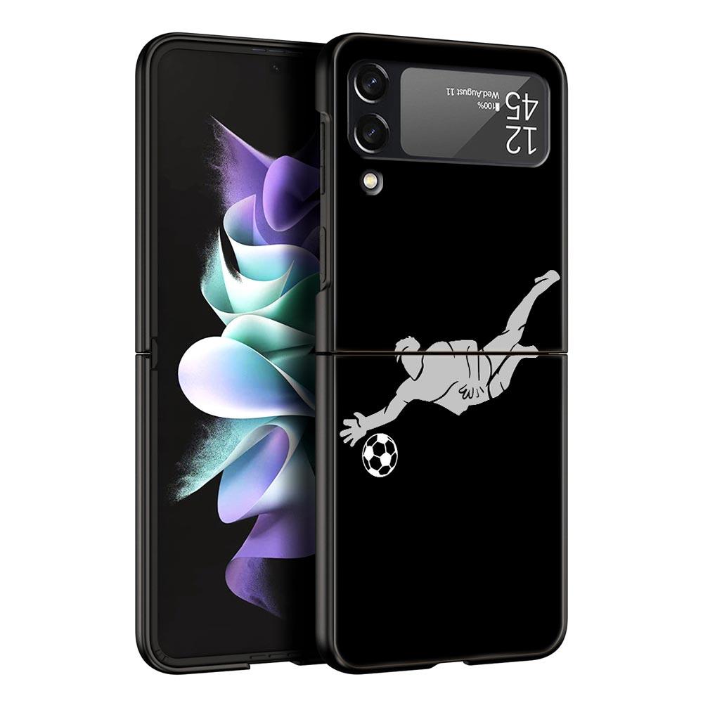 Чехол для телефона «Футболист с изображением футболиста» для Samsung Galaxy Z Flip 3 4 5, черный складной чехол для мобильного телефона, жесткий защитный чехол из ПК