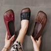 Plus Size Shoes for Women Soft Leather Retro Shallow Single Shoes Casual Ladies Loafers Slip On Fashion Moccasin Mom Shoes