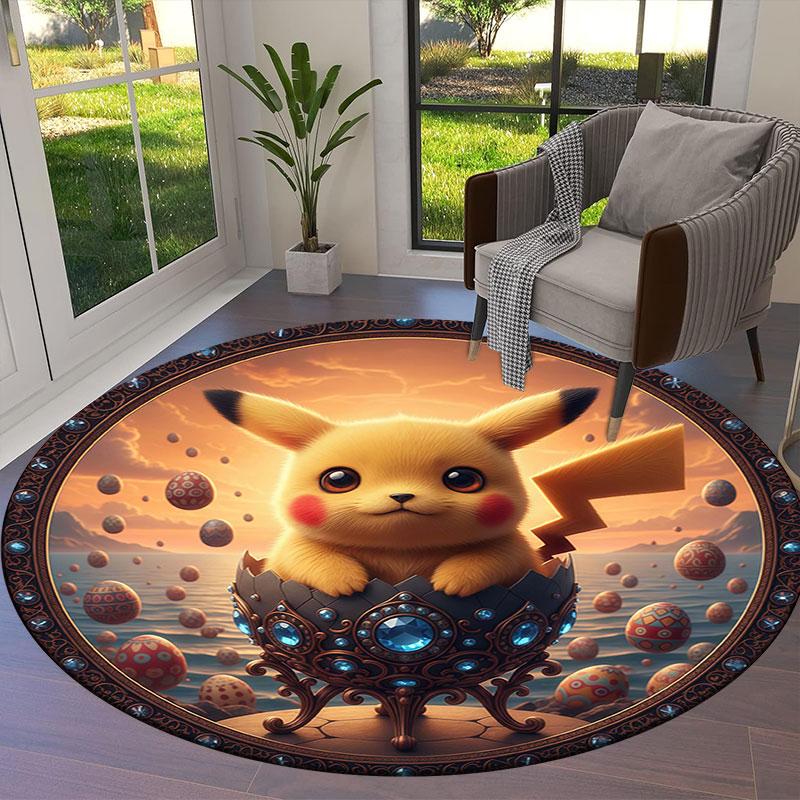 CartoonEaster Round Area Rug,Carpet Rug for Living Room Bedroom Sofa Playroom Decor,Non slip Floor Mat