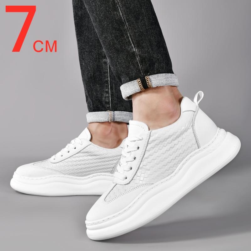 Breathable Outdoor Elevator Sneakers Men Shoes Cowhide Casual Shoes Walking Sports Men Genuine Leather Height Increasing Shoes