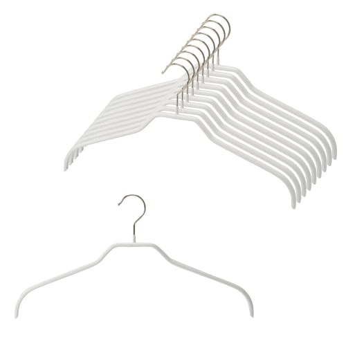 MAWA German Non-Slip MAWA Hangers, Silhouette 41F, White, 10-Pack