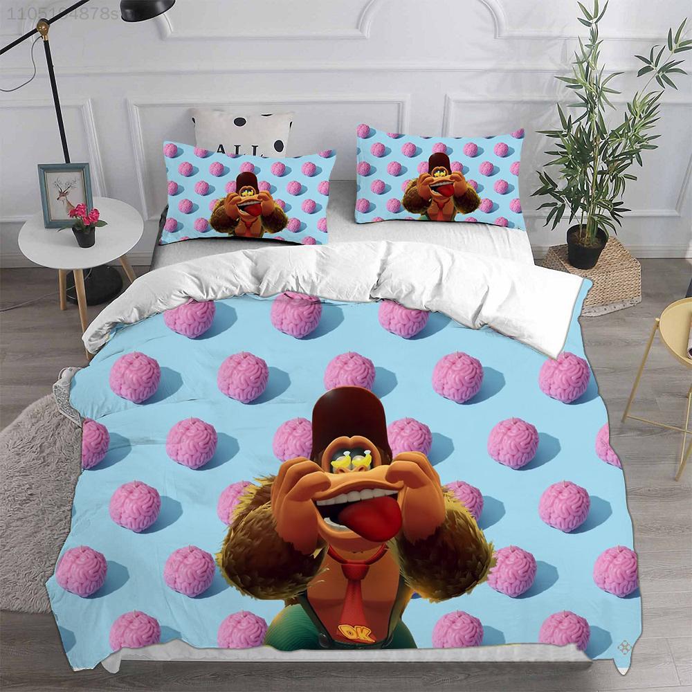 D-Donkey K-Kong B-Bananza Bedding Sets Single/Twin/Double Size Duvet Cover Set 2/3 Pieces Sets Gifts for Gamer Kids Adult Size