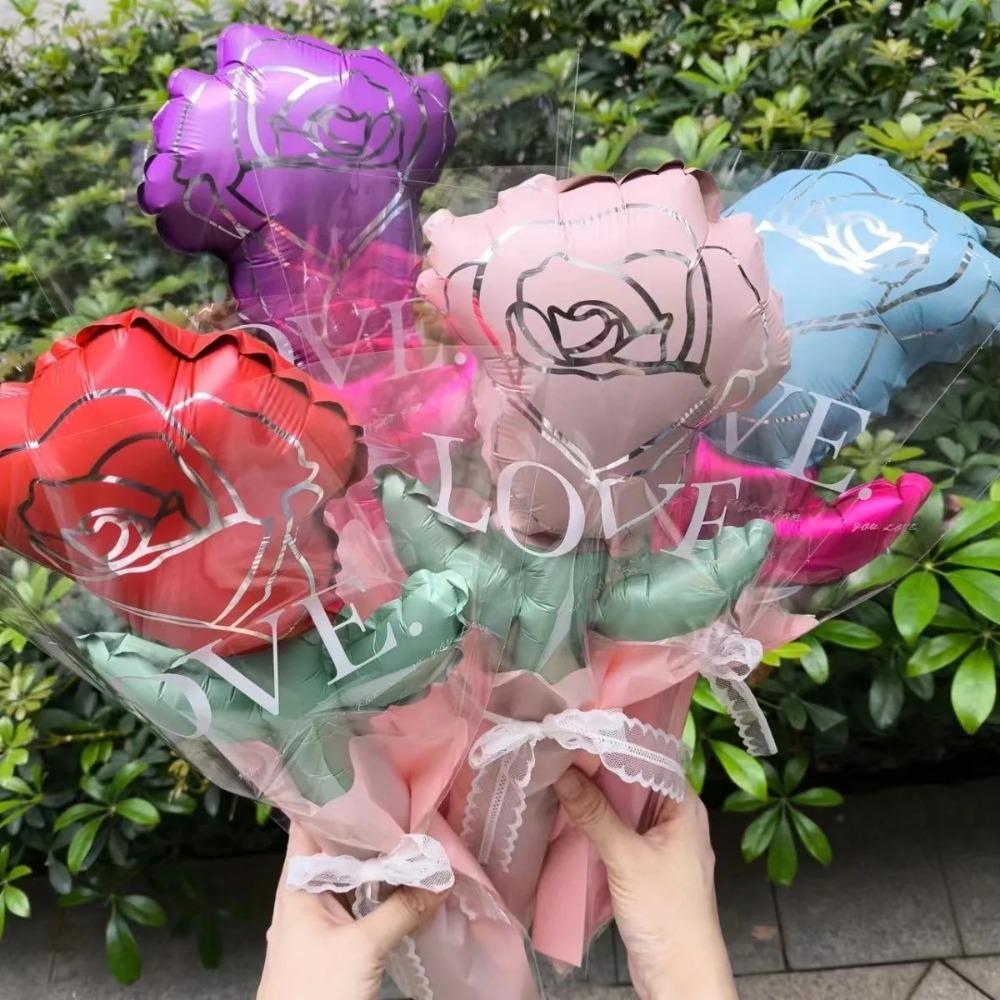 5/10Pcs Flower Shape Love Heart Balloons Aluminum Foil Balloon Bouquet  Mother's Day