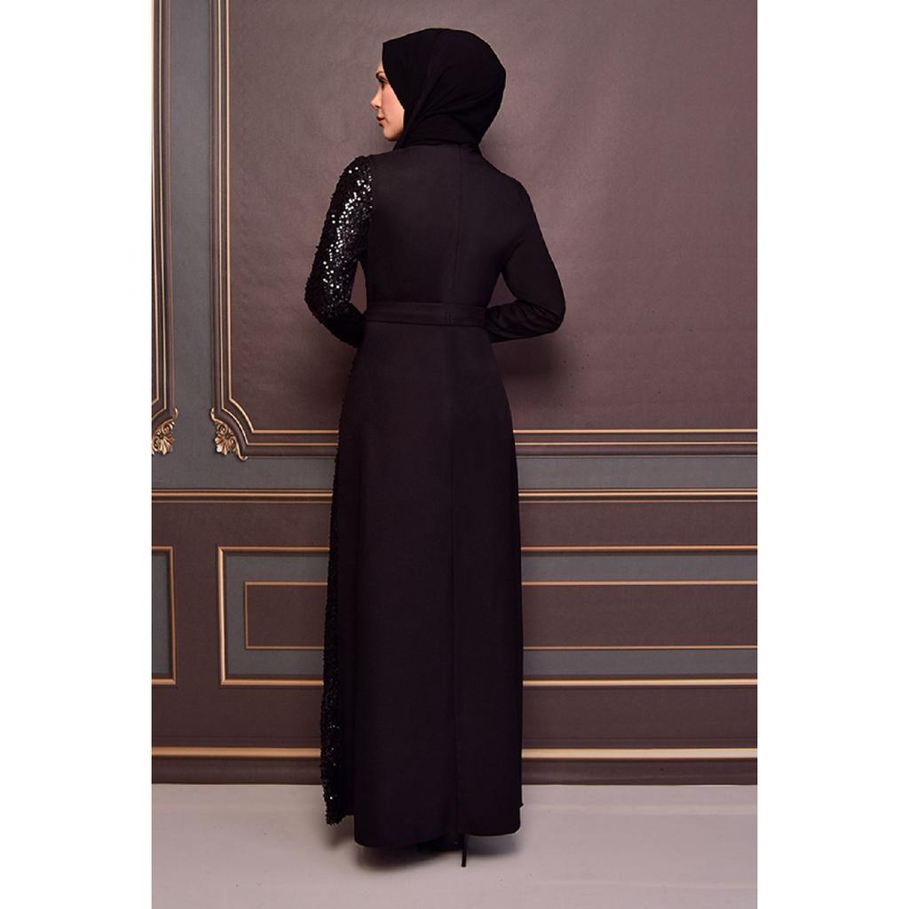 Женская одежда, вечернее платье, модное длинное вечернее платье из крепа с блестками и поясом, хиджаб 2516
