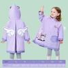 Children's Raincoat with Small Dinosaur Design for Boys and Girls, Daily Use, Wide Brim, Cartoon Print, Snap Buttons, Long Style, Hooded Rain Poncho