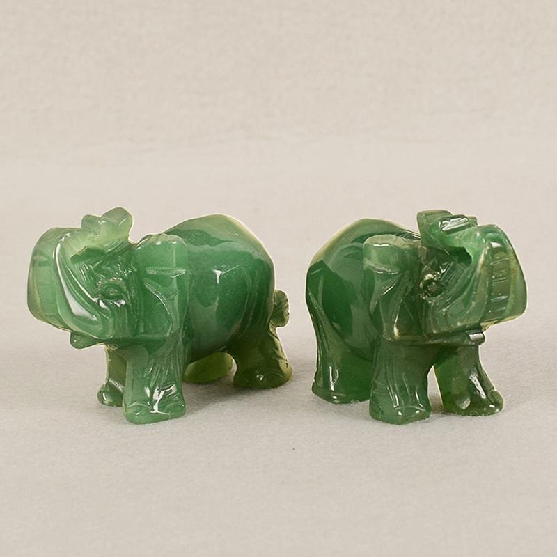 Fashion Ornaments Aventurine Green Jade Stone Hand Carved Natural Craving Elephant Statue Decor Car Decoration Supplies Easy Accessibility