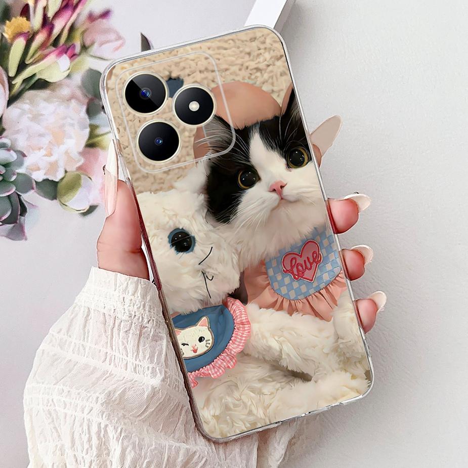 For Realme Note 50 Case RMX3834 Cute Cat Painted Cover Clear Silicone Soft TPU Phone Case For Realme Note 50 Note50 Fundas Coque