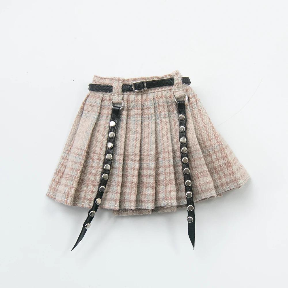 Одежда для Blythe Клетчатая плиссированная юбка Топ без бретелек Тюлевое платье Комплект юбка с оборками для кукол Licca Azones Ob22 Ker YMY аксессуары