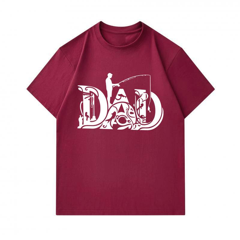 Men's 100% Cotton Crew Neck Short Sleeve T-Shirt, Dad Fishing Themed Creative Print Casual Comfy Tee, Gift For Father Fishing Enthusiasts Daily Wear T