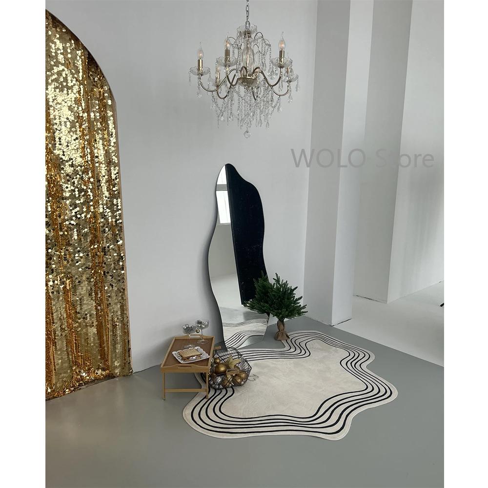 Кремовые ковры неправильной формы для гостиной, мягкие пушистые коврики у кровати, овальный ковер для спальни для детей, большие моющиеся коврики