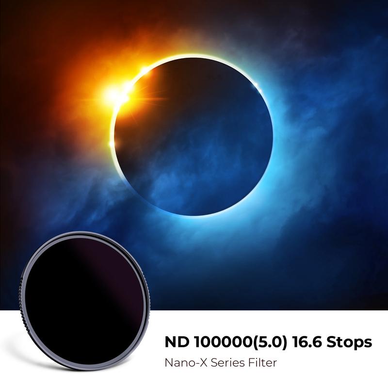 K&F Concept ND100000 Солнечный Фильтр 28-Слойный Нейтральной Плотности 16.6-Стоповый Фильтр для Аксессуаров Объектива Камеры 49мм-95мм Серия Nano-X
