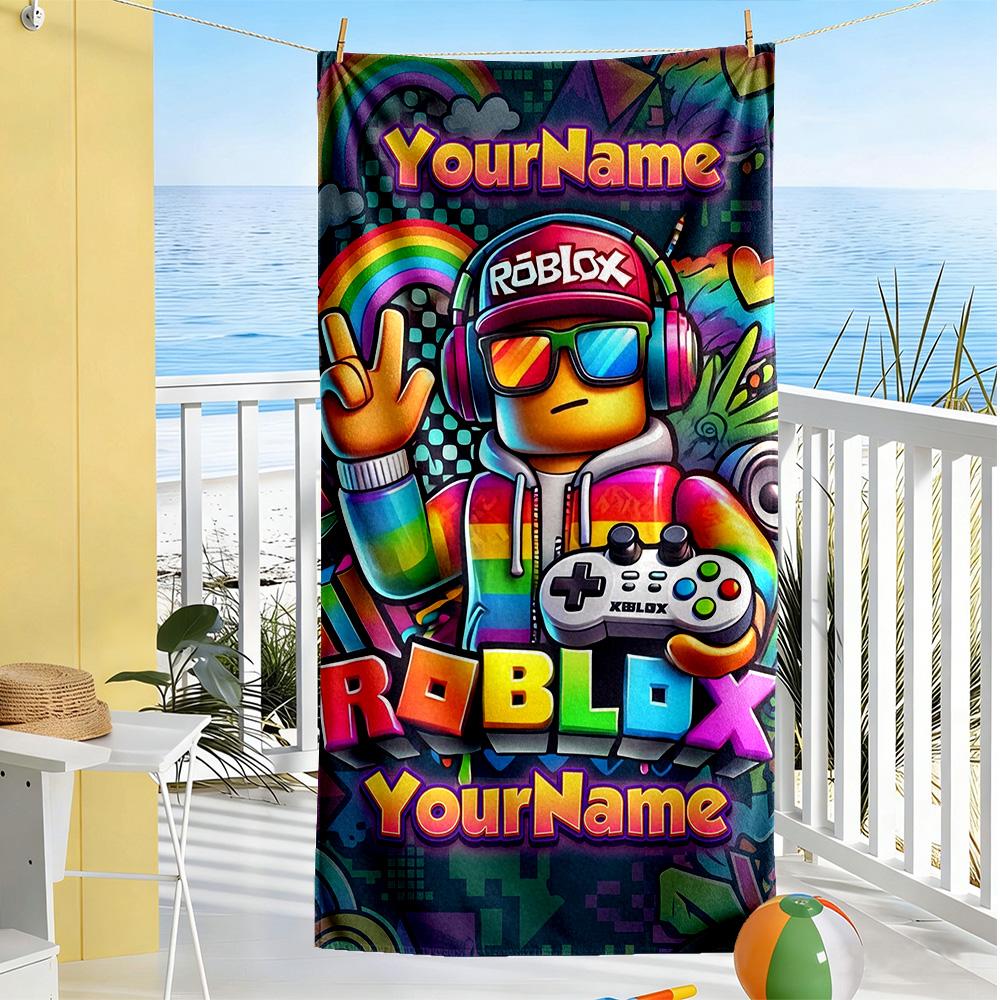 Roblox Customize Text Beach Towel High Absorbency & Quick-Dry Portable for SwimmingBeachCamping Travel Beach AccessoriesGym