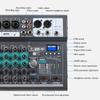 15W Professional Mixer Sound Mixing Console Computer Stage Recording USB Sound Card High Low Tone Bluetooth DJ Live Broadcast 6-channel