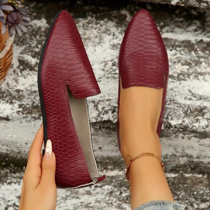 Женская обувь Слипоны Женские балетки Уличные повседневные балетки Женские с острым носком Мягкая подошва Однотонные обувь больших размеров для женщин