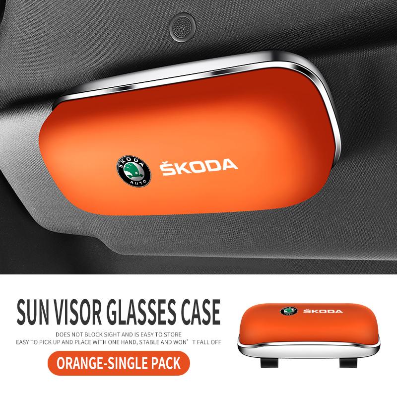 XOWS7 Car Sun Visor Sunglasses Case for Skoda Octavia Fabia Superb Rapid, Eyeglasses Holder Storage Box Auto Interior Accessories