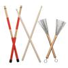 Drum Stick Brush Set Jazz Retractable Metal Wire 5A Bamboo Rod 19 Beam Stick Plush Bag(Gold )