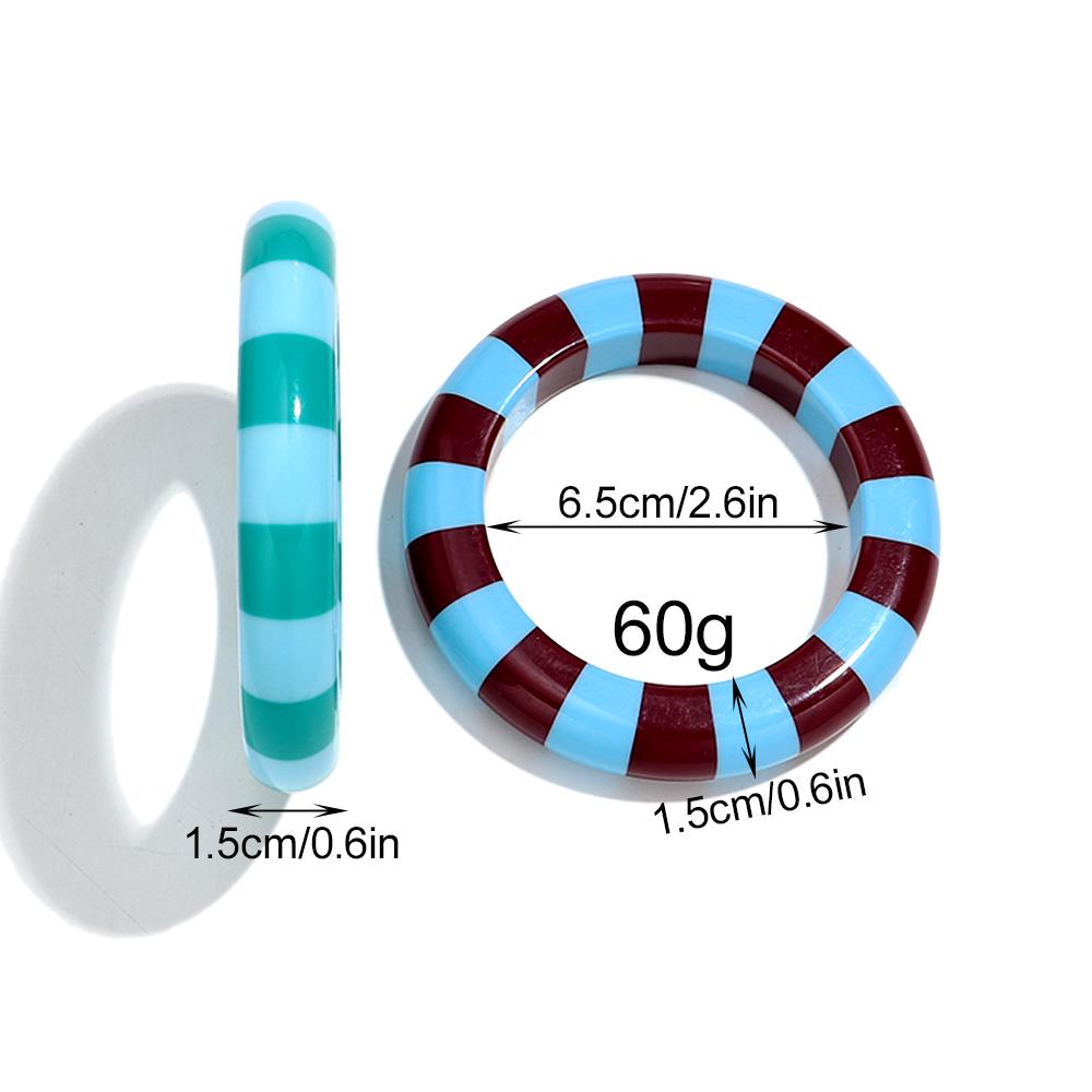 New Colorful Striped Resin Bangle Bracelet for Women Fashion Geometric Stackable Bracelets Minimalist Jewelry Gift