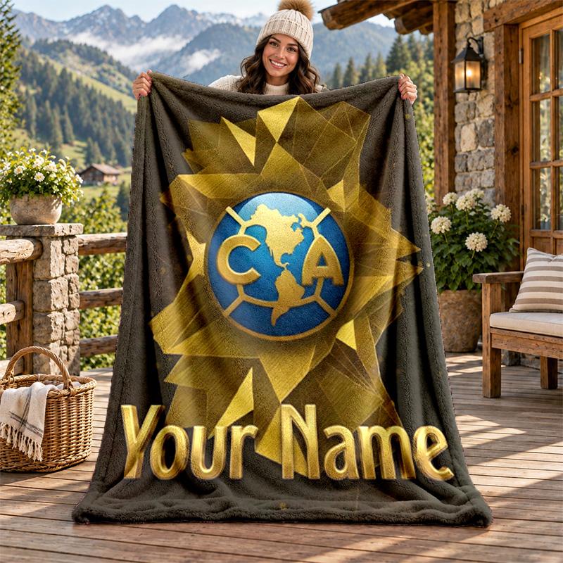 Club America Custom Name Flannel Blanket Personalized Soft Warm Plush Throw Blanket Customized Gift for Family Friends