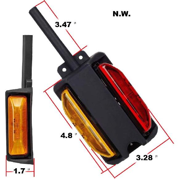 NEW SUN LED Fender Lights Kit, Pre-Wired Dual Face With Pedestal, Super Bright Amber & Red, RH&LH, Take As Turn Signal Side Clearance Mark Lights For